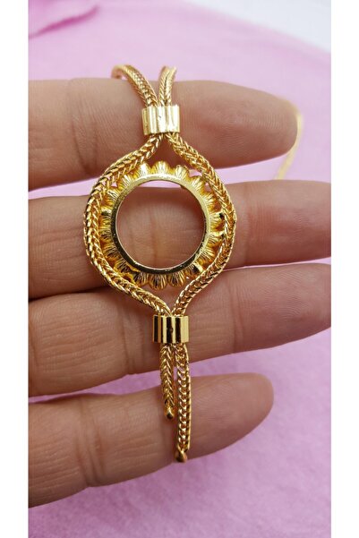 DEFİNE GÜMÜŞ HEDİYELİK Altın Kaplama Çeyrek Çerçeveli Kolye