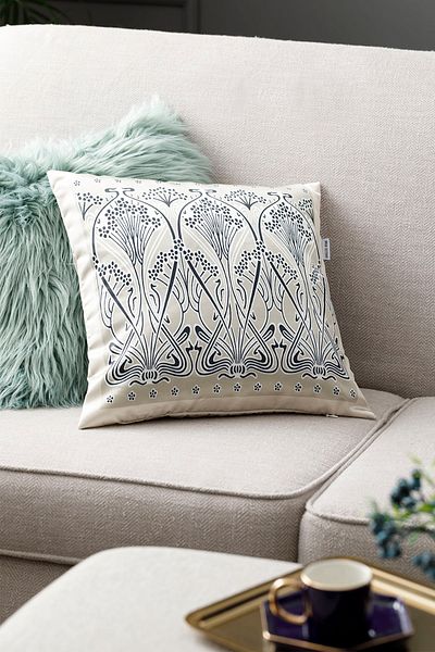 English Home Beige Art Nouveau Satin Throw Pillow Cover - 45X45 cm