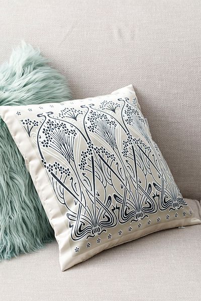 English Home Beige Art Nouveau Satin Throw Pillow Cover - 45X45 cm