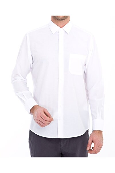 Cavanna قميص ساتان كلاسيكي أبيض مع جيوب