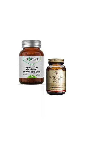 VeNatura Magnesium Bisglycinate 60 Tablet + Vitamin D3 1000 Iu 100 Capsule