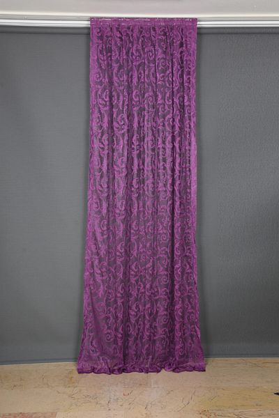 AKÇA TEKSTİL Sultan 2 Purple Color Single Wing Ready-made Planted Pleated Background Curtain 75*260 Cm