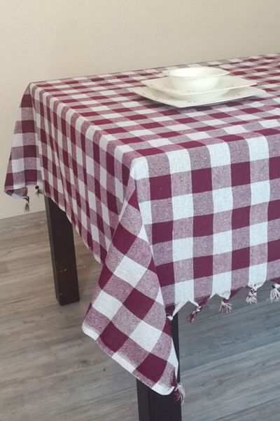 Deniz Marketim Local Tablecloth Tablecloth Picnic Cloth 140 X 140 cm Claret Red
