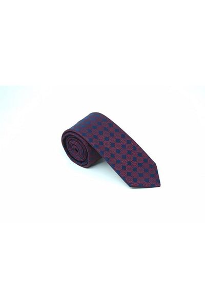 Brianze Claret Red Navy Blue Motif Pattern Tie Handkerchief Set