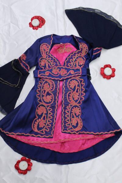 raha bindallı Lacivert Çocuk Kaftan Elbisesi