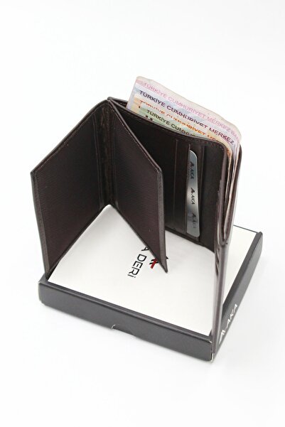 Aka Deri 525 100% Genuine Leather Men's Wallet Brown