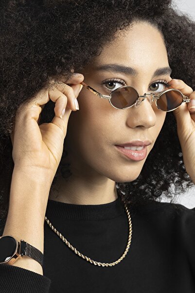 polo55.sport.1855 Malé oválné retro sluneční brýle s hnědým kovovým rámem