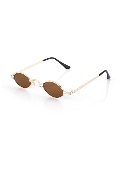 polo55.sport.1855 Malé oválné retro sluneční brýle s hnědým kovovým rámem