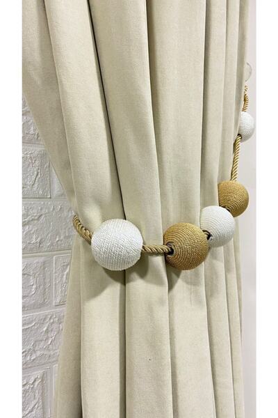 Helezoni Cortina de fundal 5 Ball Sleeve Gold-cream 1 bucată