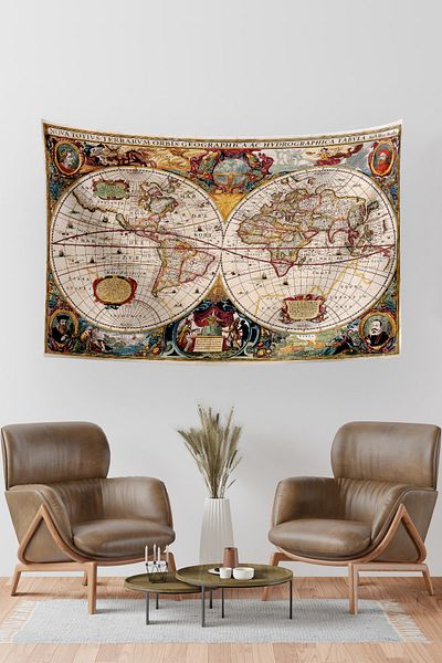 Vagonik Antique World Hondius 1630 New World Map Wall Cover Carpet 140 X 100 Cm-70x100 Cm