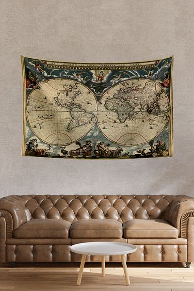 Vagonik World's Theater Map Wall Cover Rug 140 X 100 Cm-70x100 Cm