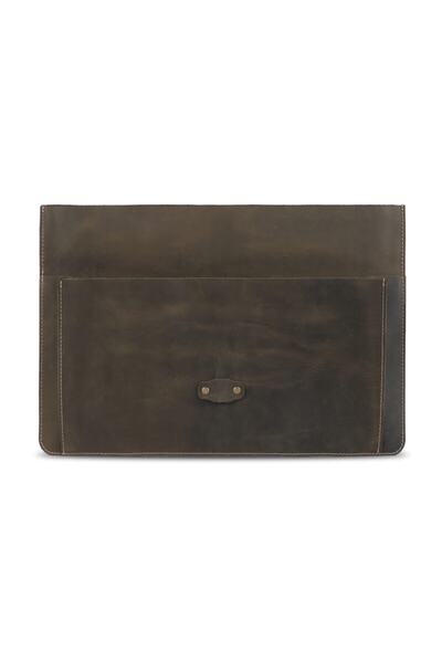 LONDO Калъф от естествена кожа с възел, съвместим с MacBook Pro и Air 15/16 инча - Oliv