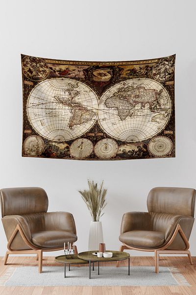 Vagonik Antique World Doncker's Sea Atlas World Map Wall Cover Carpet 140 X 100 Cm-70x100 Cm
