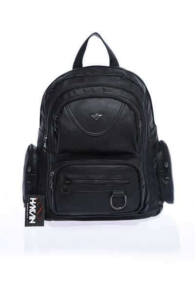 By Hakan Mega-505 Wash Piele Rucsac Femei Geantă neagră