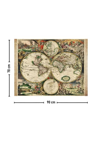 Vagonik Antique World Van Schagen 1689 World Map Wall Cover Rug 70x90 Cm