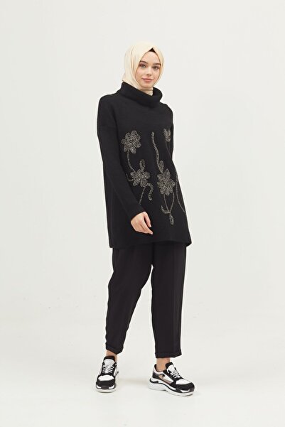 Setrms Çiçek Işlemeli Degaje Yaka Triko Tunik