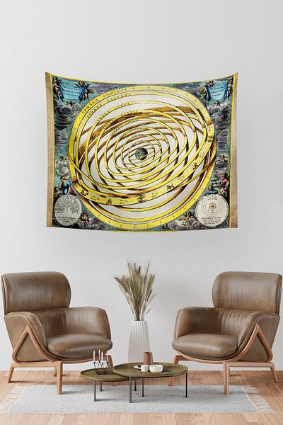 Vagonik Antique World 1708 Astronomy Map Wall Cover Rug 70x90 Cm