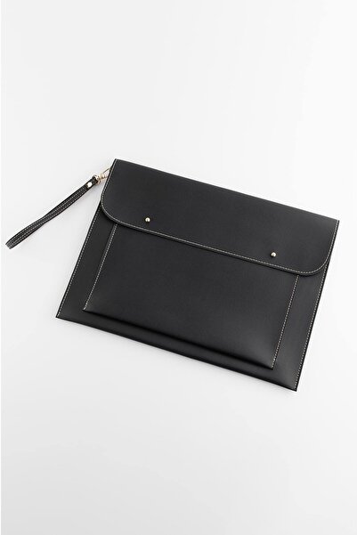 DK LEATHER حقيبة كمبيوتر محمول متوافقة للجنسين باللون الأسود مقاس 13 - 13.3 - 14 بوصة