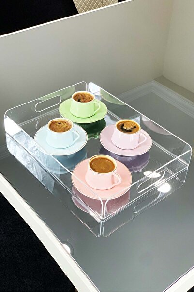 Violenza Home Transparent Plexi Serving Presentation Tray - 35x25 Cm