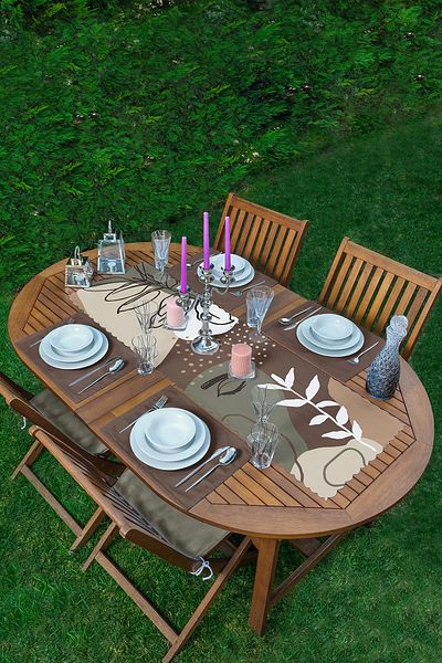 Realhomes Bohemian Special Design 1 PC Runner & 4 τμχ Σκούρο καφέ Χρώμα American Service