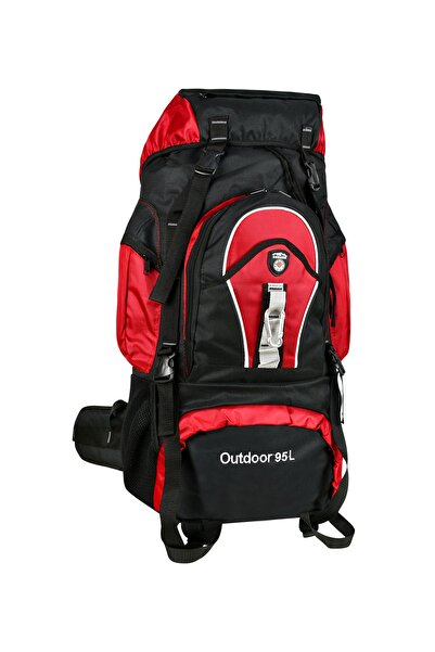 CAKARD حقيبة ظهر ماونتينير 90 لتر للاستخدام الخارجي باللون الأحمر