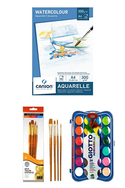 GLANCE Canson Sulu Boya Blok Defteri 10 Sy A4 300 gr Giotto Block Sulu Boya 2...