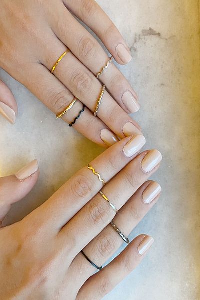 axexuar 9 Pieces Silver Black Gold Yellow Color Joint Ring Plain Curved Patterned Women's Ring