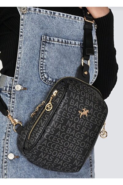 Nas Bag Geantă neagră pentru femei - Geantă de corp și geantă de talie