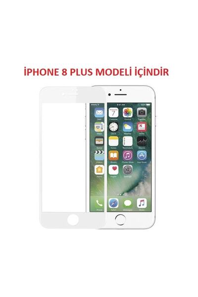 Powerfox Iphone 8 Plus Beyaz Kavisli Tam Kaplayan 9d Ekran Koruyucu Film