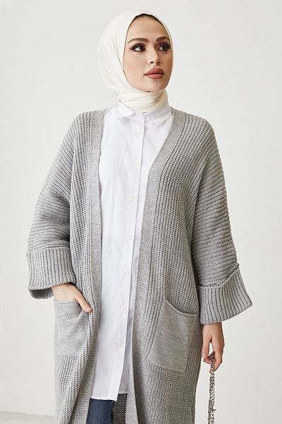 InStyle سترة تريكو بأكمام فضفاضة من فرح - رمادي