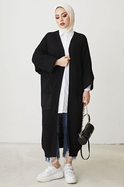 InStyle Farah Loose Sleeve Knitwear Cardigan - Μαύρο