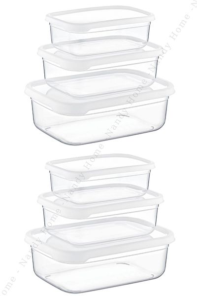 Nandy Home Set of 6 Embox Rectangular Food Container, White