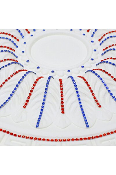 yeditepe osmanlı Desenli Stropiyer Bordo Mavi Taşlı Tavan Lamba Göbeği - 50 cm