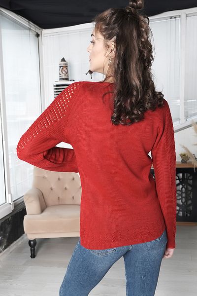 AVORWE Boat Neck Sleeve Openwork Knitwear Sweater