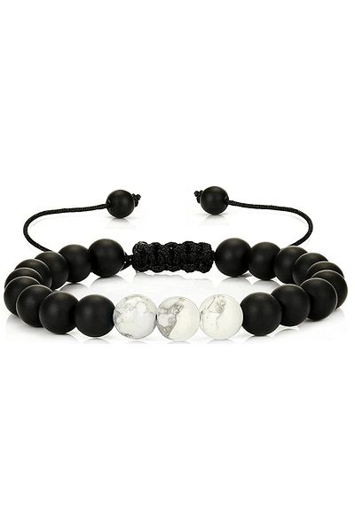 Tesbih Atölyesi Certified Natural Howlite Onyx Stone Natural Stone Bracelet Set
