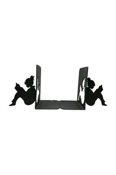 Simge Yapı Dekorasyon Stylish and Decorative Metal Book Holder with Girl Reading a Book Figure, Book Support