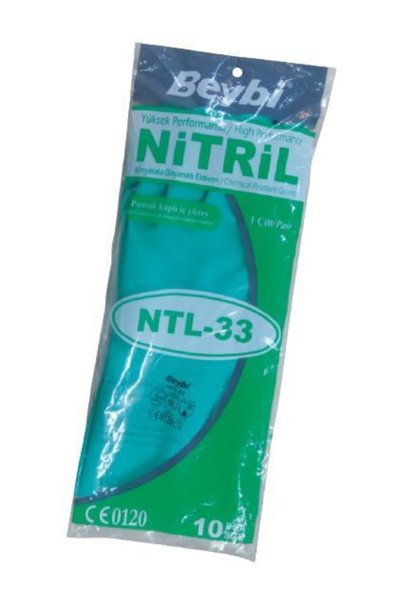 Beybi Korun Yeşil Nitril Kimyasal Eldiven 33cm 10 Beden- 12 Çift
