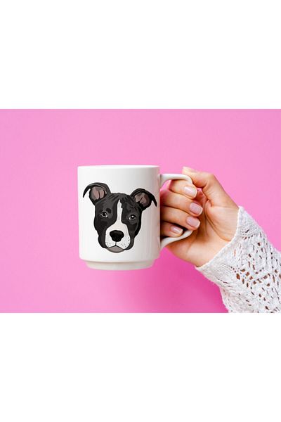 Günay Kupa Bardak Pitbull Dog Design Boxed Ceramic Double Printed White Mug
