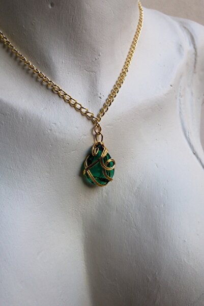 Sandcastle Telkari Yeşil Doğal Taş Zincir Kolye