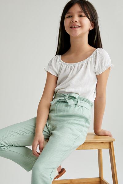 DeFacto Tricou cu mânecă scurtă cu guler Carmen pentru fetiță U3713A621SM