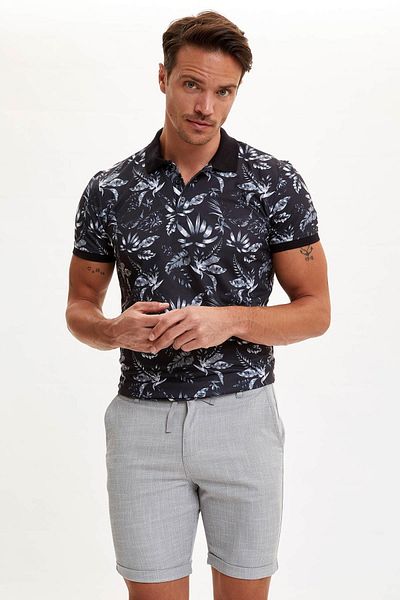 DeFacto Men Regular Fit Solid Basic Shorts, Grey