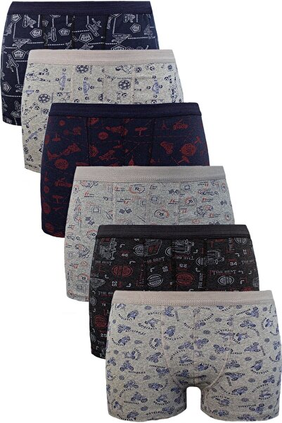 MENBOX 6 Pieces Patterned Lycra Boys' Boxers