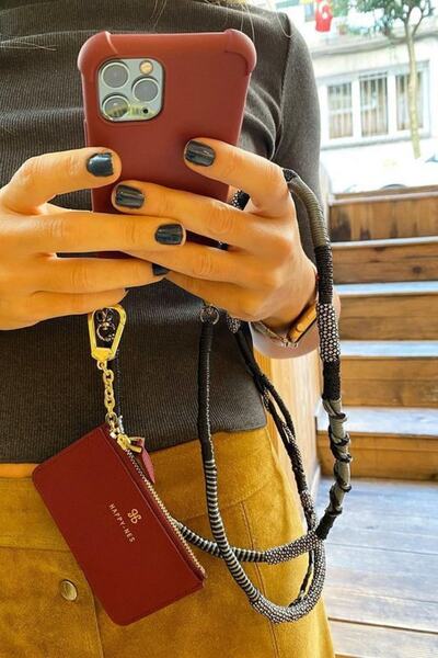 Happy-Nes Mystery El Yapımı Askılı Telefon Kılıfı Iphone 13 Pro Uyumlu