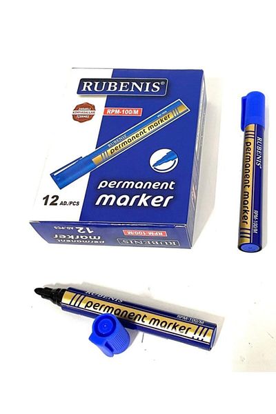 Rubenis Permanent Parcel Pen Round Tip Blue 12 Pieces (1 Pack)