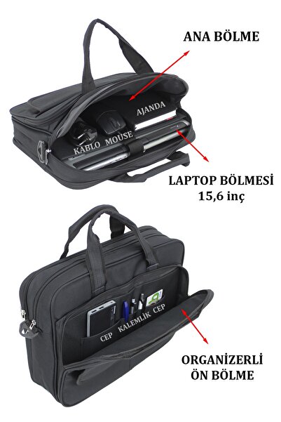 Case Club Basic Black Briefcase Laptop Bag 15.6 Inch Waterproof Fabric with Shoulder Strap