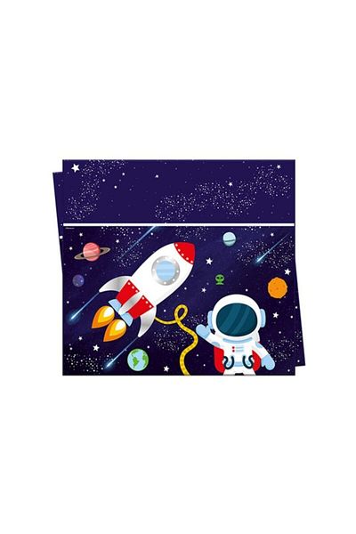 BalonEvi 120x180 cm Cosmic Astronaut Space Galaxy Themed Luxury Birthday Tablecloth