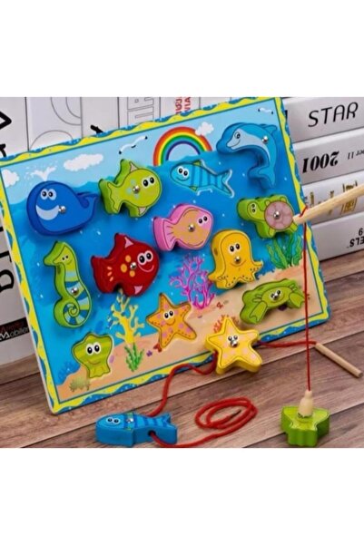 TOYS&TOYS Nilstoys Ahşap Tombul Bultak Deniz Canlıları, Puzzle Okul Öncesi Eğ...