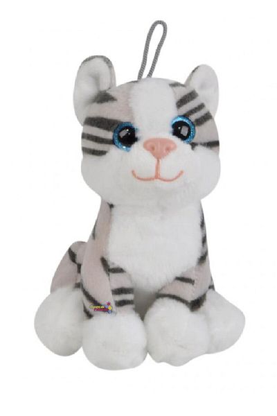 Oyuncakfabrikasi Plush Cat with Glass Eyes Gray - black - White Color