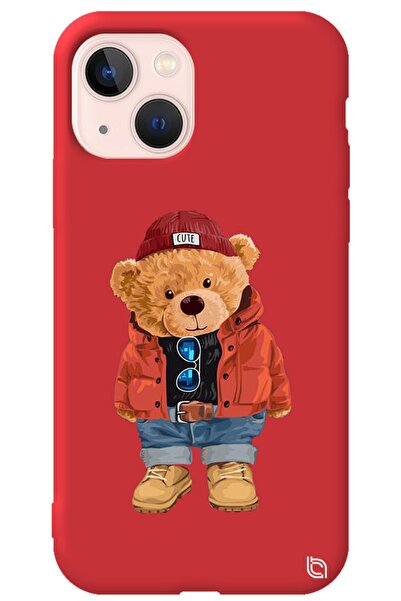 WANNA PROTECT Iphone 13 Kırmızı Renkli Premium Içi Kadifeli Ayıcık Bear Desen...