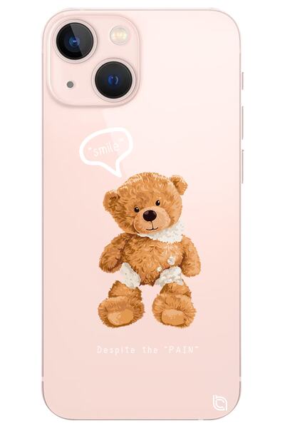 WANNA PROTECT Iphone 13 Ayıcık Desenli Desenli Şeffaf Silikon Telefon Kılıfı